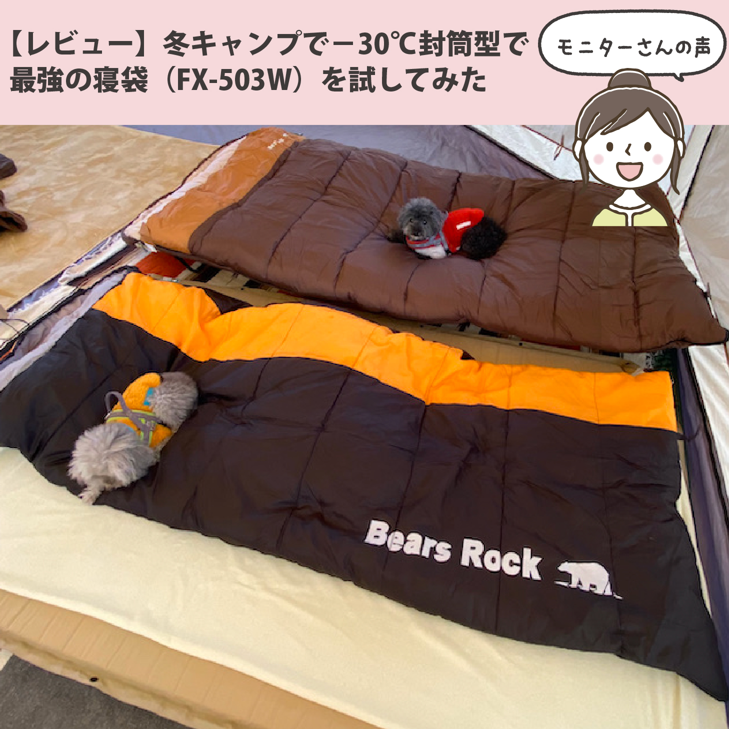 【レビュー】冬キャンプで-30℃封筒型で最強の寝袋（FX-503W）を試してみた～モニターさんの声～